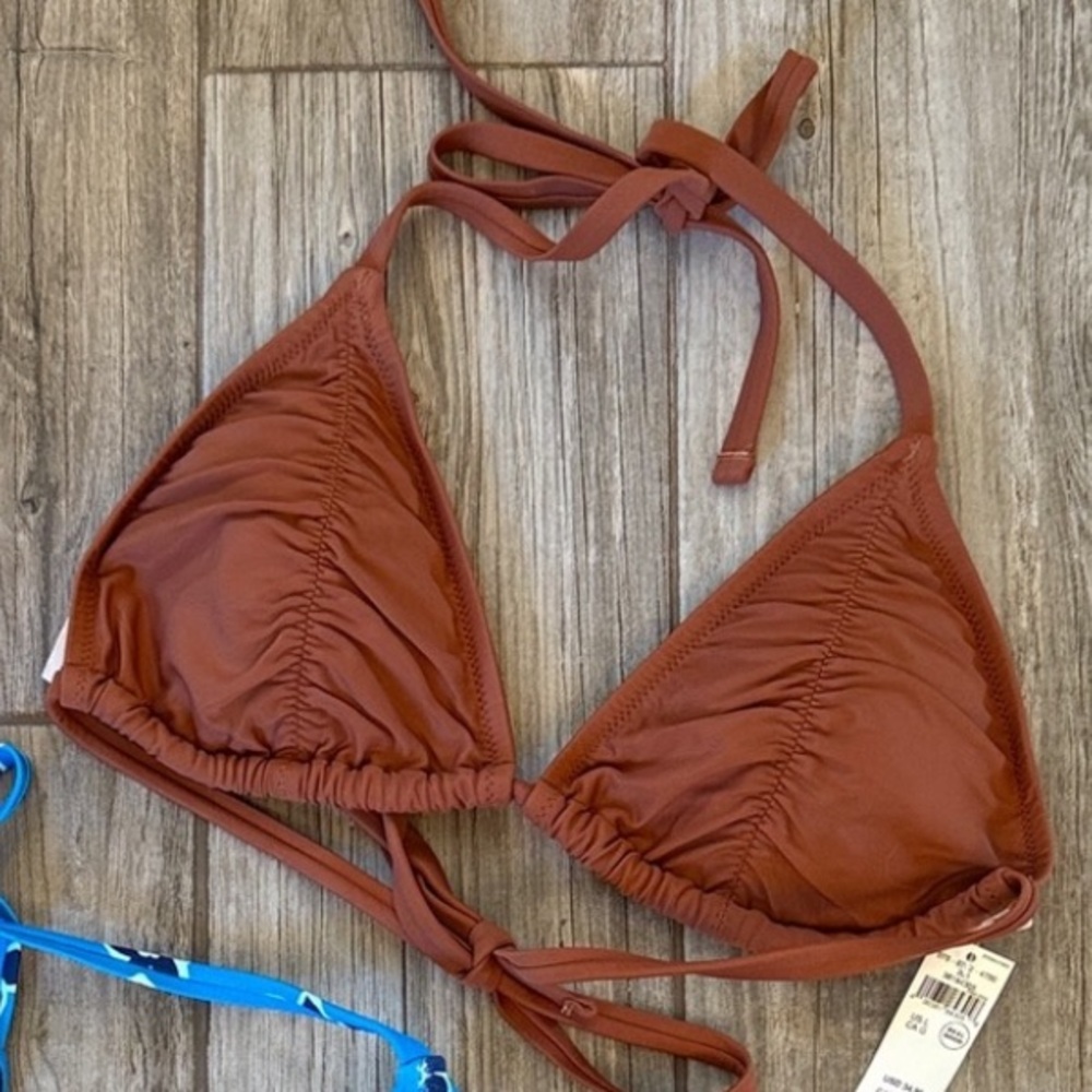 NWT-Aerie Ruched Bikini Top in Rust